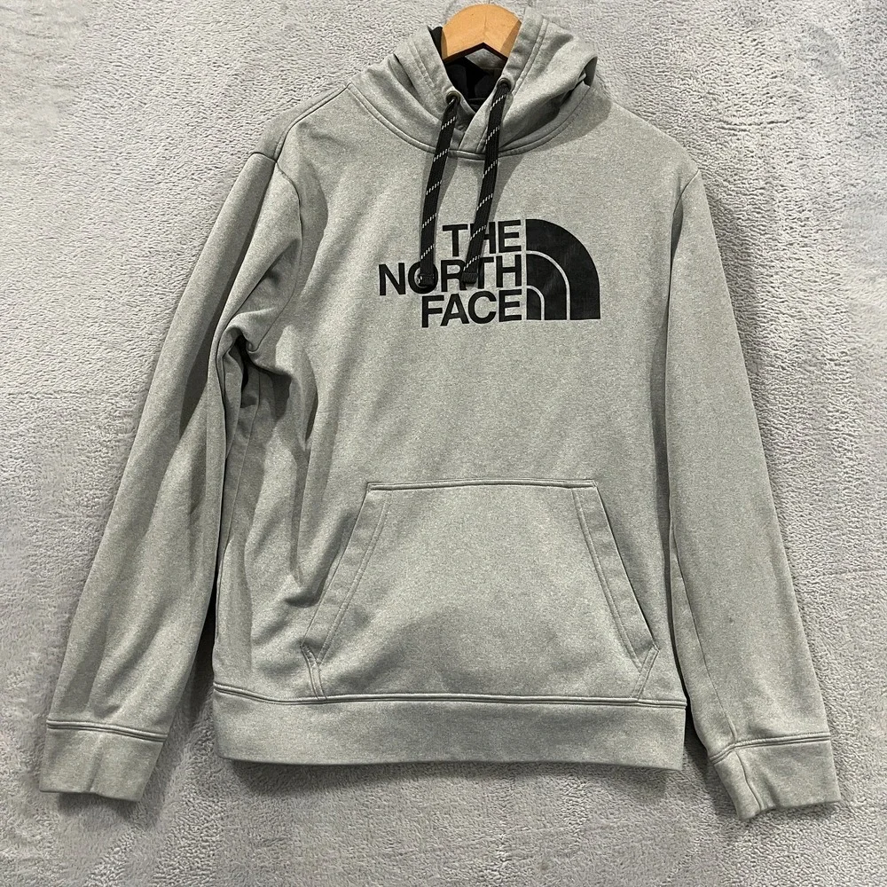 The North Face Hoodie Mens Medium‎ Gray Logo Pullover Sweatshirt Workout Gym